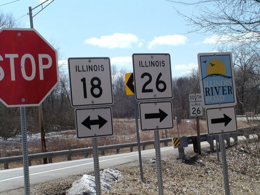 Signs along the Illinois River Road National Scenic Byway.<br>Credit: Dale Bowman