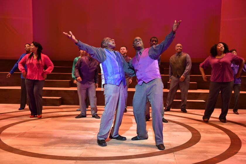 Wendell Jackson (left) and Dwight Neal in Jackie Taylor’s “The Black Renaissance” at the Black Ensemble Theater. | Michael Courier