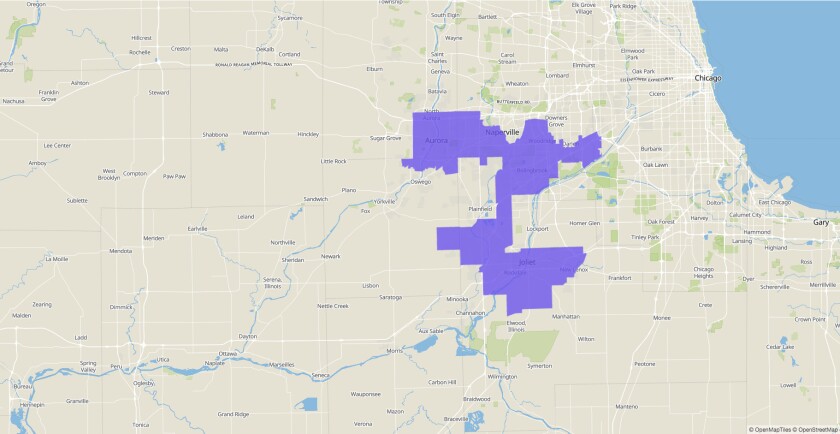 11th Congressional District map, Illinois, House of Representatives