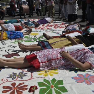 Students from Guerrero state take part in a protest on Oct. 8, 2014 in Mexico City.