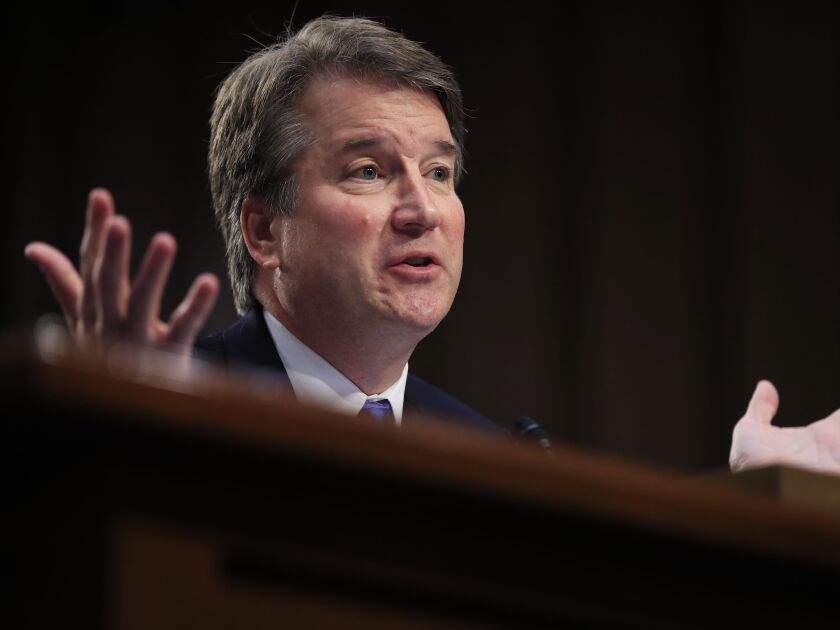 Supreme Court nominee Brett Kavanaugh testifies earlier this month before the Senate Judiciary Committee on Capitol Hill in Washington. | AP photo