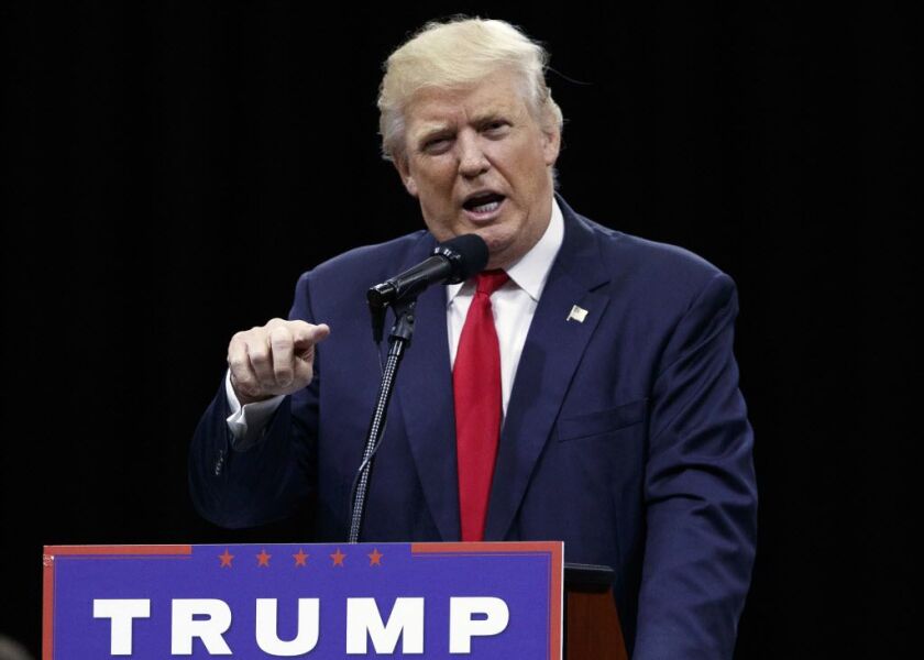 Republican presidential candidate Donald Trump speaks during a town hall event on Monday in Columbus, Ohio. | Evan Vucci/AP