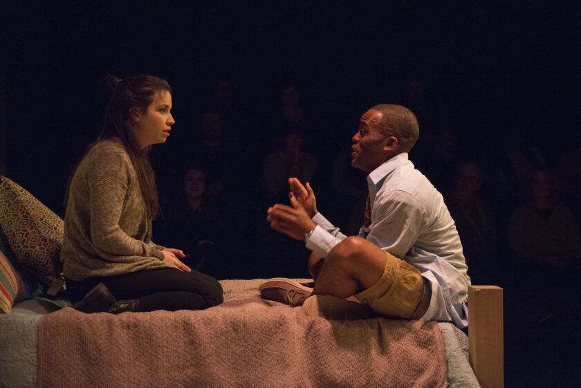 Hayley Burgess and Travis Turner in “The Mystery of Love & Sex” at Writers Theatre. | Photo: Michael Brosilow