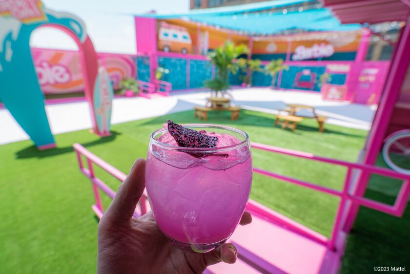 Barbie-themed cocktails at the Malibu Barbie Cafe.