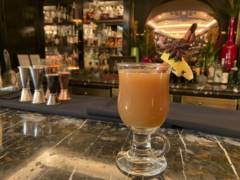 The wassail cocktail is displayed at the Manetta’s Bar in Flemings Mayfair Hotel in London. 