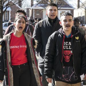 Students from Hancock High School walk out of class to protest gun violence. | Ashlee Rezin/Sun-Times
