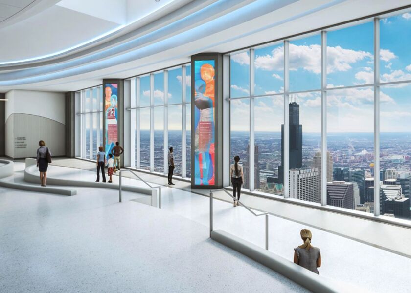 An architectural rendering of a proposed observation deck atop the Aon Center in downtown Chicago. A City Council committee OK’d the plan Thursday. | 601W Companies