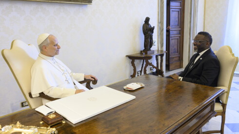 Pope Leo XIV and Mayor Brandon Johnson meet at the Vatican Thursday, May 29, 2026.