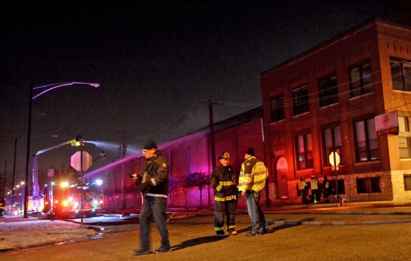 This factory Monday night was fueled by hundreds of mattresses. Of all the blazes Chicago firefighters encounter, mattresses are one of the most hated, along with lumber yards and old tires. | Justin Jackson/For the Sun-Times