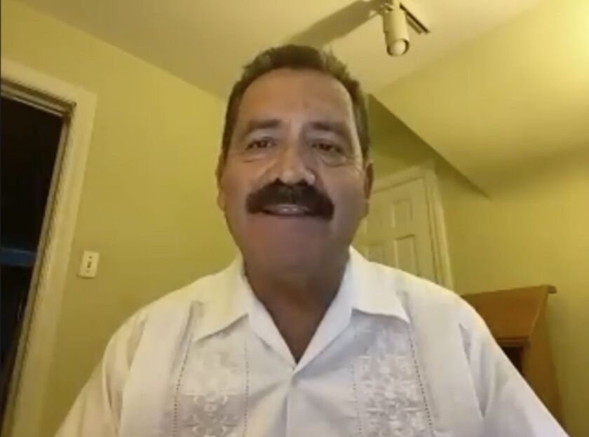 U.S. Rep. Jesus ”Chuy” Garcia participates in the Illinois delegation’s Monday night webinar.