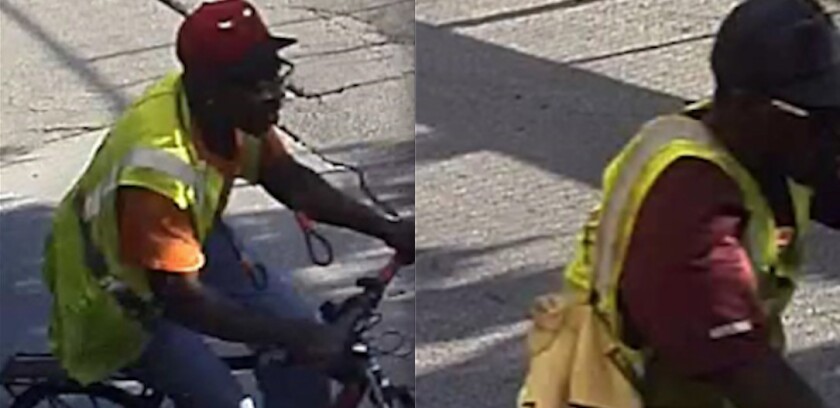 Two suspects in a series of South Loop bike thefts ride bikes. | Chicago Police