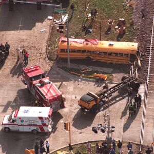 Metra Train No. 624 crashed into a school bus on Oct. 25, 1995 at Algonquin Road and Northwest Highway in Fox River Grove. The crash killed seven teenagers and injured the bus driver and 24 passengers.