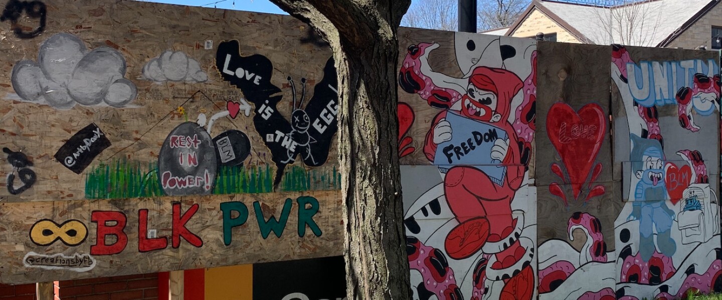 These works now at the DuSable Black History Museum and Education Center are part of the “Resilient Voices” exhibit of street art.