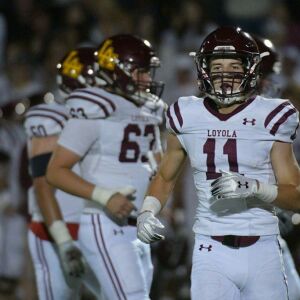 Loyola’s Artie Collins (11) looks to the sideline. Worsom Robinson/For the Sun-Times.