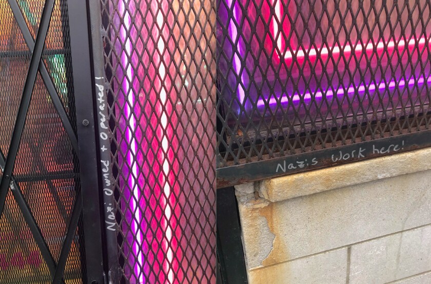 Someone scrawled messages in marker Thursday reading “Nazis work here!” and “Nazi owned + operated” on the locked storefront of a Wicker Park tattoo shop Insight Studios after social media posters identified several employees and owners as attendees of President Donald Trump’s Stop the Steal rally in Washington D.C. the day before.