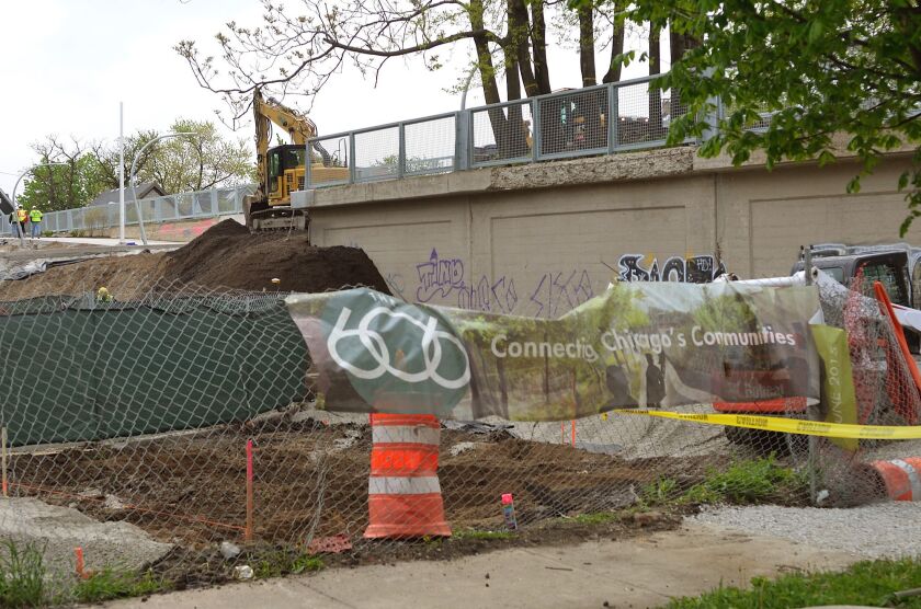 <small><strong>Construction continues on the Bloomingdale Trail near Spalding and Bloomingdale. The trail is scheduled to open June 6. | Mitch Dudek/Sun-Times</strong></small>