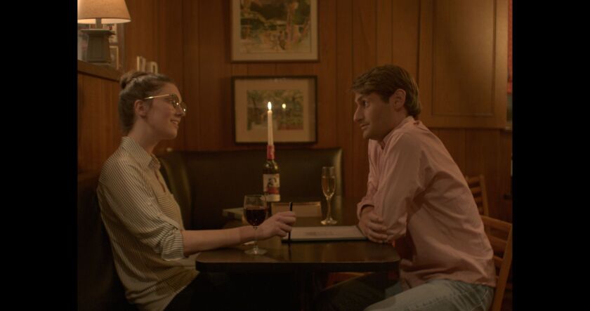 The conversation between a grad student (Clare Cooney) and a stranger (Kevin Wehby) goes to unexpected places in “Rendezvous in Chicago.” | Women of the Now