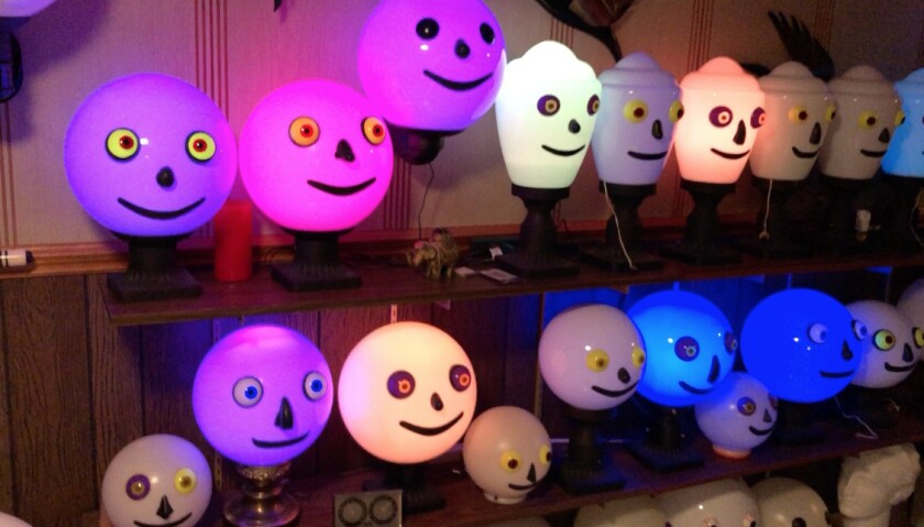 William Lange’s lamps flash various colors when lit.