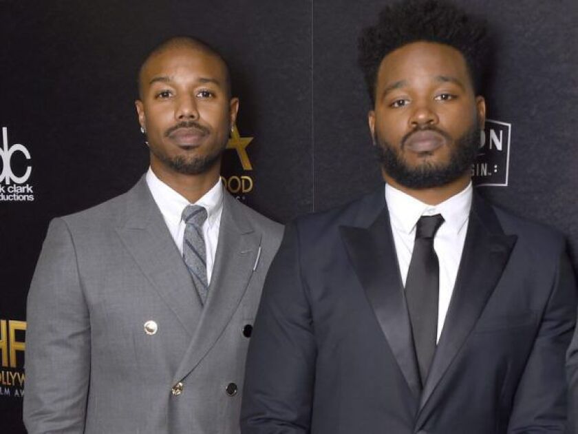 “Black Panther” director Ryan Coogler (right) and star Michael B. Jordan at the Hollywood Film Awards Nov. 4 in Beverly Hills. | AP