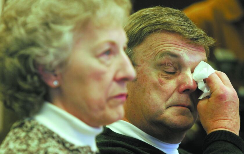 Barbara and Frank Bischof, the parents of murder victim Cindy Bischof, at a news conference in 2008.