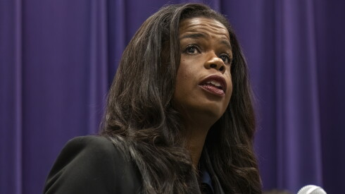 Then-Cook County State’s Attorney Kim Foxx speaks during a press conference at Chicago Police headquarters in November, 2024.