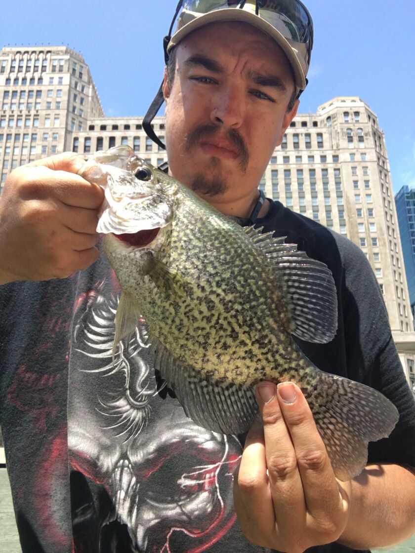Jeffrey Williams with a nice crappie from the Chicago River. Provided photo