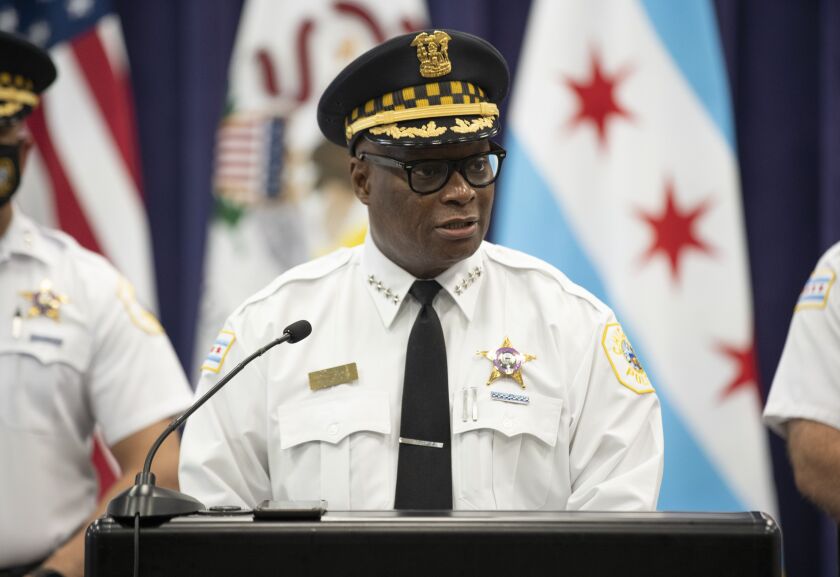 Chicago Police Supt. David Brown speaks at a news conference following a violent Fourth of July weekend in the city.