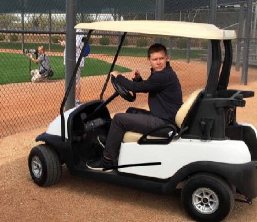 Chris Getz gets around at the White Sox spring training complex in Glendale, Ariz. (Daily Herald)
