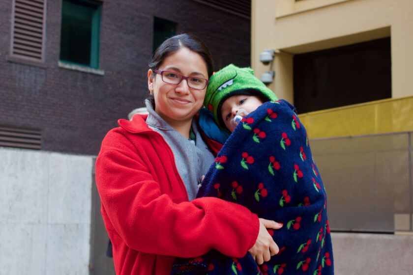 Irma Lara, a third-grade bilingual teacher and former CPS student herself, brought her 2-year-old to the Chicago teacher strike rally downtown on Thursday, Oct. 17, 2019.