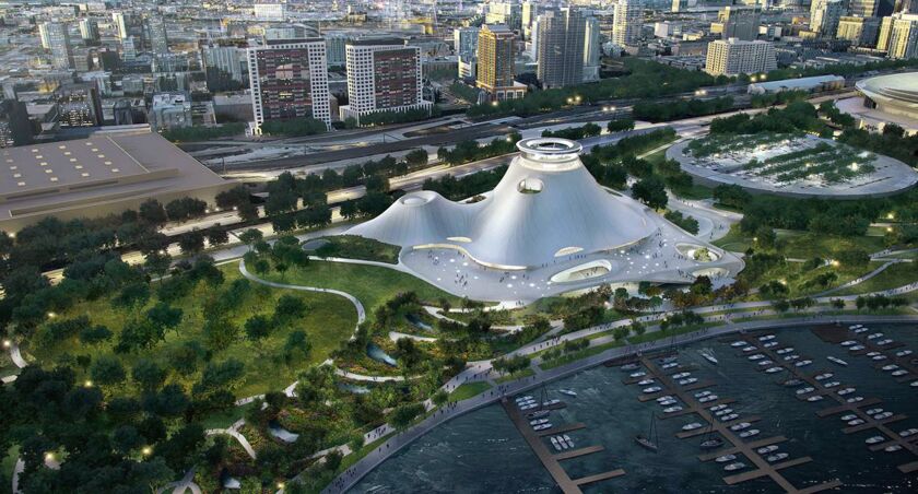 A rendering of the Lucas Museum of Narrative Art.