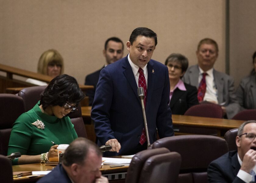Ald. Raymond Lopez (15th) speaks during Mayor Lori Lightfoot’s first Chicago City Council meeting at City Hall, Wednesday, May 29, 2019.