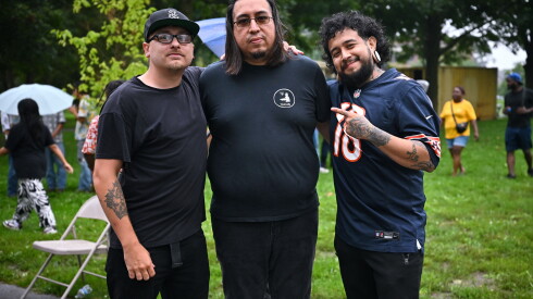Members of the band Rose of Demise pose for a portrait after winning at the Community Talent Showcase