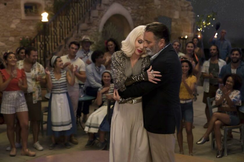 Cher and Andy Garcia in a scene from “Mamma Mia! Here We Go Again.” | Jonathan Prime/Universal Pictures via AP