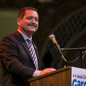 Cook County Commissioner Jesus “Chuy” Garcia, a candidate for Illinois’ 4th Congressional District, speaks at a campaign rally in February. File Photo. | Ashlee Rezin/Sun-Times