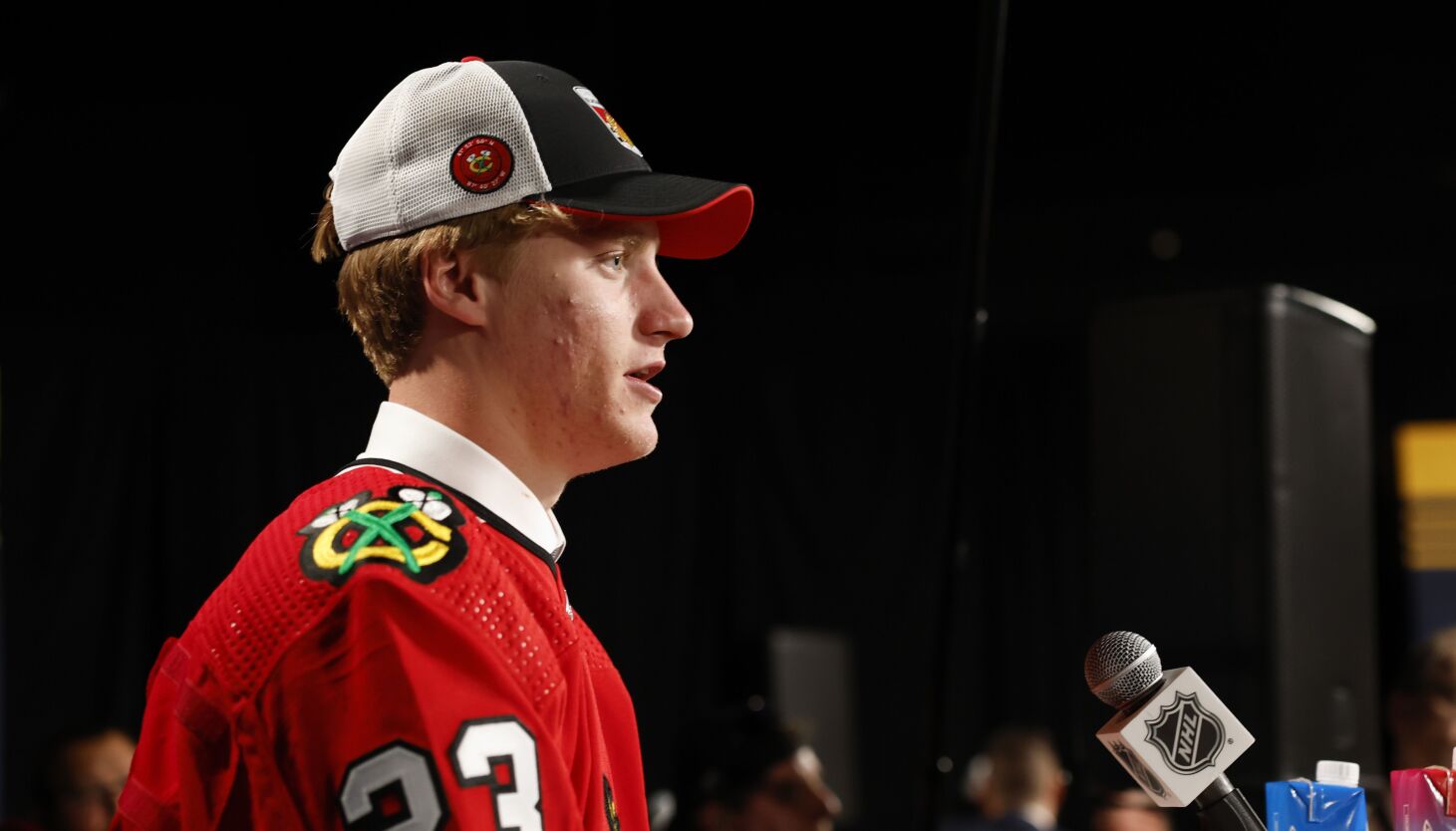 NextImg:Blackhawks prospect Oliver Moore’s work ethic makes him more than just a great skater