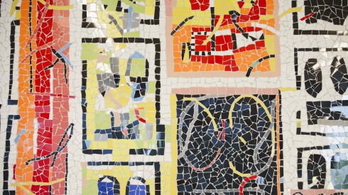 “Broken Man,” a mosaic by Rashid Johnson at the Obama Presidential Center,