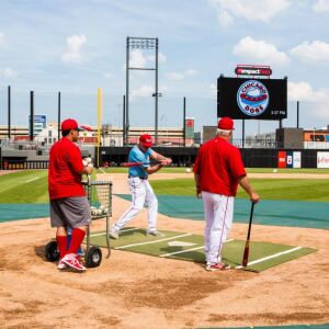Manager Butch Hobson steps up to the plate during batting practice, May 25, 2018. | James Foster/For the Sun-Times