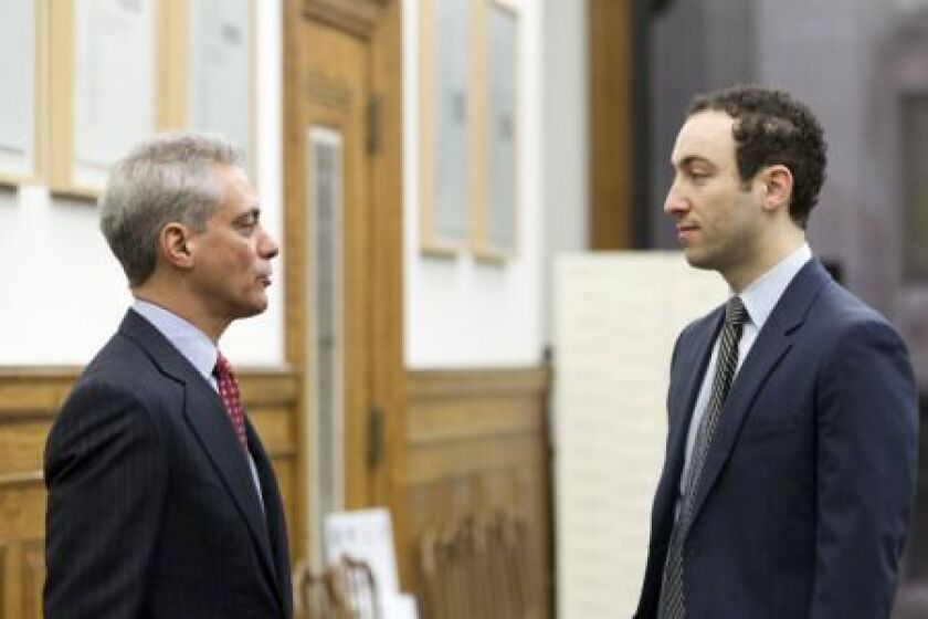 Mayor Rahm Emanuel and senior adviser David Spielfogel in 2012. | Brooke Collins / City of Chicago