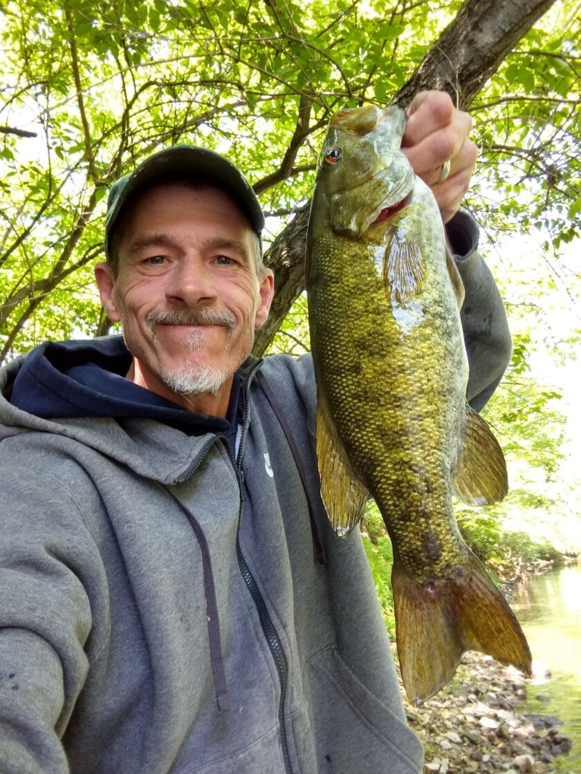 Anthony “Tony Schaal with a good smallmouth bass from a tributary of the Kankakee River. Provided photo