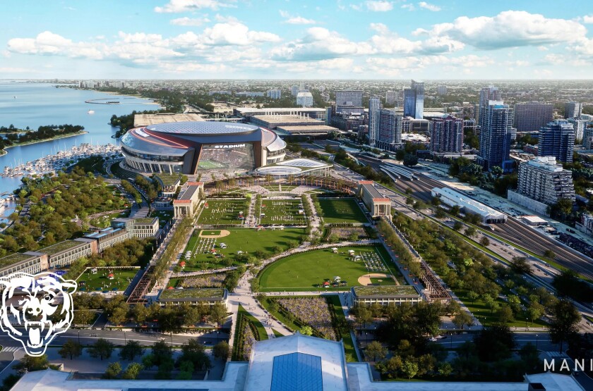 Renderings of the proposed new Bears stadium