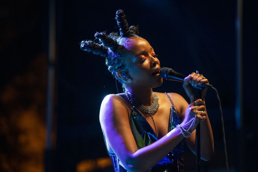 Jamila Woods performs at the Blue Stage at Pitchfork Music fFestival at Union Park, Saturday, Sept. 11, 2021.