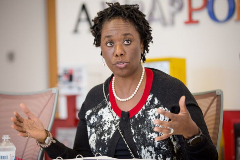 City of Chicago Chief Financial Officer Carole L. Brown at the Sun-Times editorial board meeting on Tuesday. | Santiago Covarrubias/For the Sun-Times