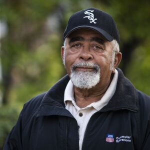 Retired train engineer Ford Dotson Jr., who was operating Metra Train No. 624 when it crashed into a school bus on Oct. 25, 1995 in Fox River Grove, poses for a portrait outside his Hazel Crest home, Monday morning, Oct. 19, 2020. The crash killed seven teenagers and injured the bus driver and 24 passengers.