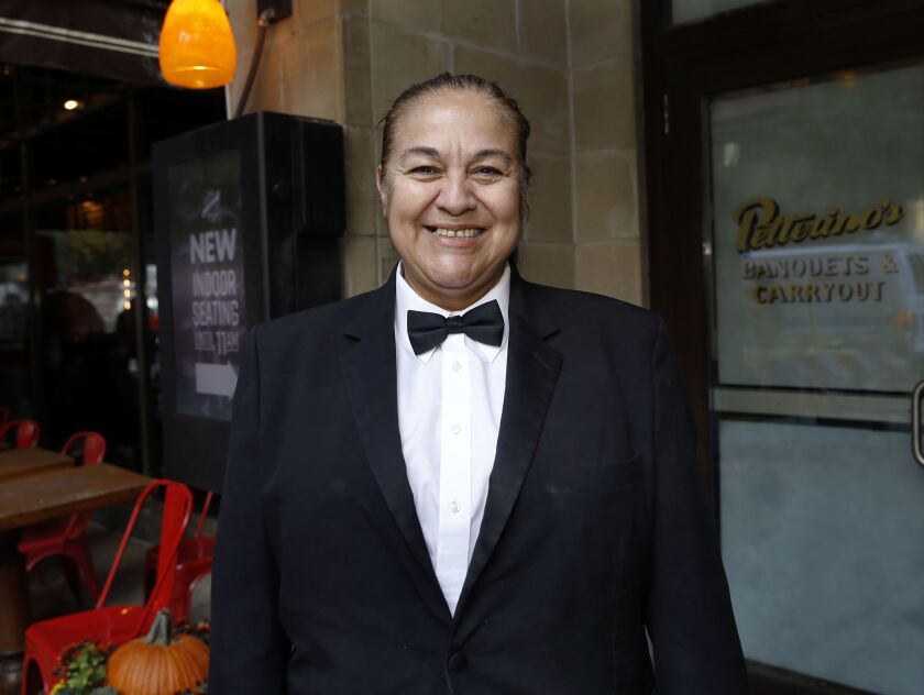 Sandra Nunez outside Petterino’s restaurant, 150 N. Dearborn St. in Chicago