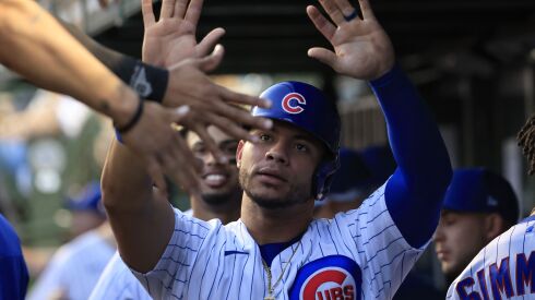 Catcher Willson Contreras leads the Cubs in on-base percentage (.393) and slugging (.524).