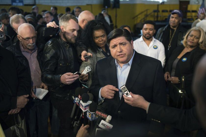 JB Pritzker speaks with the media after announcing his run for Illinois governor Thursday, April 6, 2017, in Chicago. File Photo. (Max Herman /Chicago Sun-Times via AP)