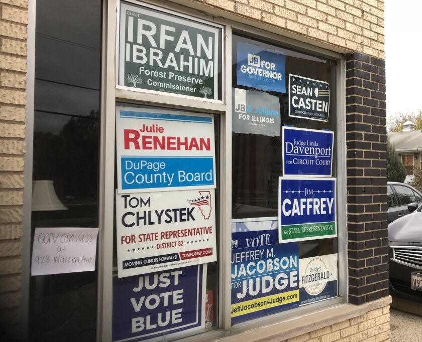 Downers Grove Township Democratic Organization headquarters on Sunday. | Lynn Sweet/Sun-Times