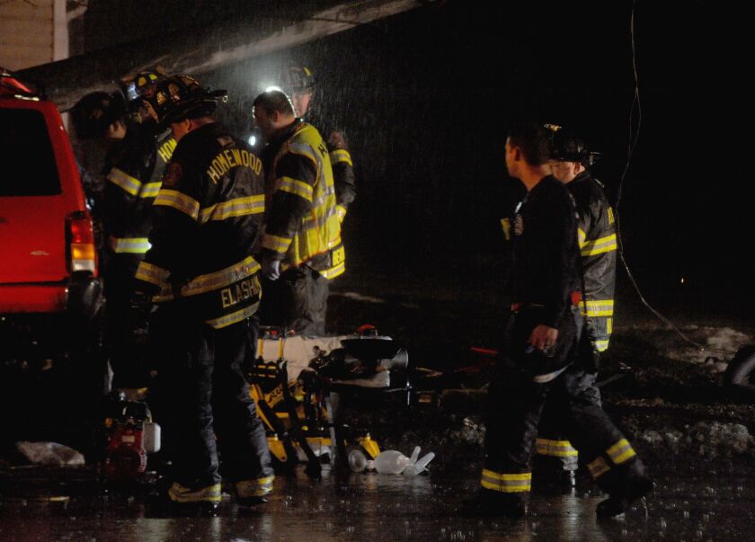 A man was killed and two other people were injured when an SUV hit a tree Feb. 19 on 167th Street near Western Avenue in Hazel Crest. | Justin Jackson/ Sun-Times