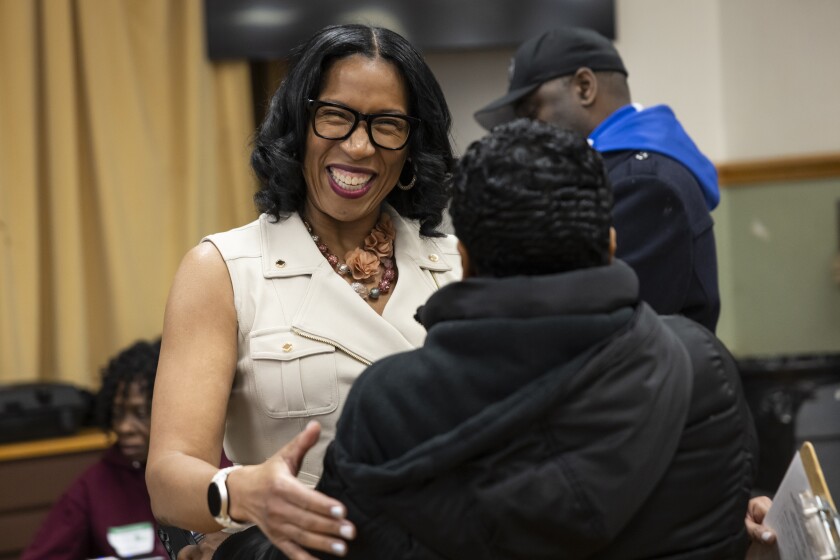 Chicago City Treasurer Melissa Conyears-Ervin at her voting place