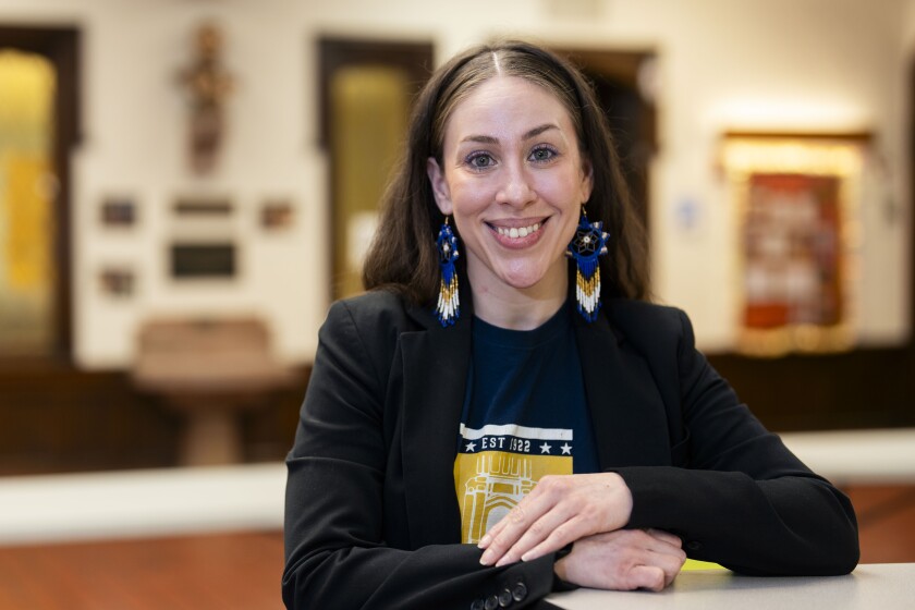Natalie Cuevas stands for a portrait at her school.